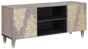 vidaXL Ντουλάπι TV με ράφι με πόρτα Γκρι και Χρυσό 105 x 33.5 x 46 εκ.