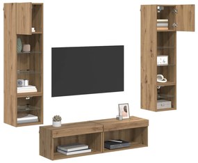 vidaXL Μονάδα Τοίχου Τηλεόρασης 6 pcs Artisan Oak Επεξεργασμένο ξύλο