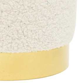 vidaXL Στρογγυλό Σκαμπό Hocker Λευκό Μάλλινο 28 x 36 cm