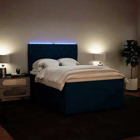 vidaXL Κρεβάτι Boxspring με Στρώμα Μπλε 160x200 εκ. Βελούδινο