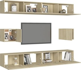 vidaXL Έπιπλα Τηλεόρασης Σετ 6 Τεμαχίων Sonoma Δρυς από Επεξ. Ξύλο