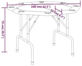 vidaXL Τραπέζι Πόκερ Πτυσσόμενο για 8 Παίκτες Μπλε 108 x 108 x 75 εκ.