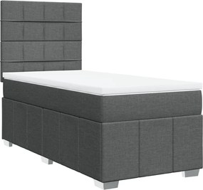 vidaXL Κρεβάτι Boxspring με Στρώμα Σκούρο Γκρι 100x200 εκ. Υφασμάτινο