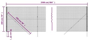 vidaXL Συρματόπλεγμα Περίφραξης Πράσινο 2x25 μ. Γαλβανισμένο Ατσάλι