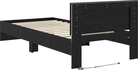 vidaXL Σκελετός Κρεβατιού Μαύρη Δρυς 80 x 200 cm Επεξεργασμένο Ξύλο