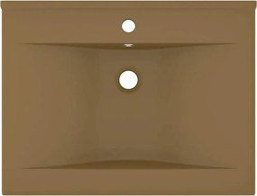 vidaXL Νιπτήρας με Οπή Βρύσης Κρεμ Ματ 60 x 46 εκ. Κεραμικός
