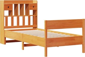vidaXL Κρεβάτι Βιβλιοθήκη Χωρίς Στρώμα 75x190 εκ Μασίφ Ξύλο Πεύκου