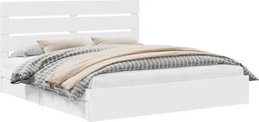 vidaXL Κρεβάτι Αποθήκης Λευκό 200 x 200 cm Επεξεργασμένο ξύλο