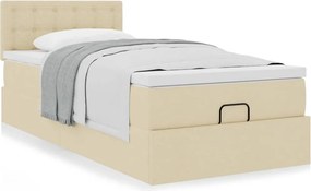 vidaXL Οθωμανικό κρεβάτι με στρώμα Cream 90x190cm ύφασμα