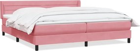 vidaXL Κρεβάτι Boxspring με Στρώμα Ροζ 180x210 εκ. Βελούδινο