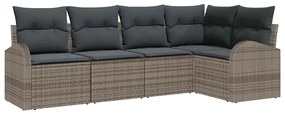 vidaXL Σετ Καναπέ Κήπου με μαξιλάρι 5 pcs Γκρι Πολυ ράταν