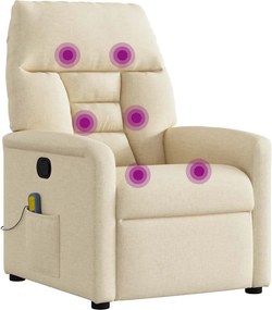 vidaXL Πολυθρόνα Μασάζ Ανακλινόμενη Κρεμ Υφασμάτινη