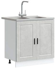 vidaXL Βάση νιπτήρα 2 pcs Γκρι 80 x 46 x 84.5 εκ. Επεξεργασμένο ξύλο