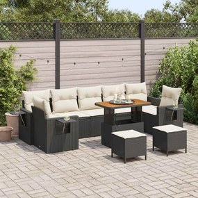 vidaXL Σετ Καναπέ Κήπου 10 pcs Μαύρο συνθετικό ρατάν