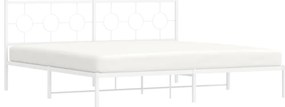 vidaXL Πλαίσιο Κρεβατιού με Κεφαλάρι Λευκό 193 x 203 εκ. Μεταλλικό