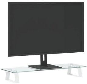 vidaXL Βάση Οθόνης Λευκή 60 x 20 x 8 εκ. από Ψημένο Γυαλί και Μέταλλο