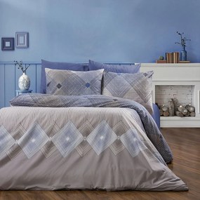 Σεντόνια Καλλιρόη 604 (Σετ 4τμχ) Grey-Blue DimCol Υπέρδιπλo 240x270cm Βαμβάκι-Πολυέστερ