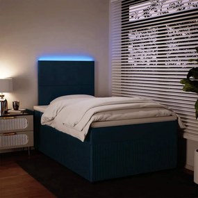 vidaXL Κρεβάτι Boxspring με Στρώμα Μπλε 120x190 εκ. Βελούδινο