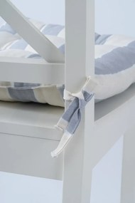 Stewehome Μαξιλάρι καθίσματος με δέσιμο σετ από γκρι και λευκό ύφασμα 40x40 cm