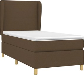 vidaXL Κρεβάτι Boxspring με Στρώμα Σκούρο Καφέ 100x200 εκ. Υφασμάτινο