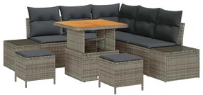 vidaXL Σετ Καναπέ Κήπου με μαξιλάρι 8 pcs Γκρι Πολυ ράταν