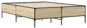 vidaXL Πλαίσιο Κρεβατιού Sonoma Δρυς 120x200 εκ. Επεξ. Ξύλο &amp; Μέταλλο