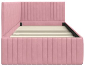 vidaXL Κρεβάτι Γωνίας με κεφαλάρι Ροζ 90 x 200 cm Βελούδο