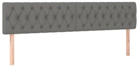 vidaXL Κρεβάτι Boxspring με Στρώμα &amp; LED Σκ.Γκρι 200x200εκ. Υφασμάτινο