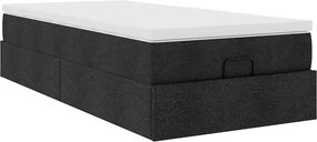 vidaXL Οθωμανικό κρεβάτι με στρώμα Μαύρο 100x200cm Ύφασμα