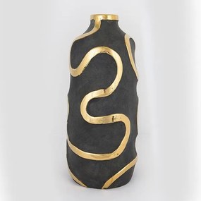 ΒΑΖΟ ΚΕΡΑΜΙΚΟ ΓΚΡΙ - ΧΡΥΣΟ 19.5x19.5x45cm|752-20136