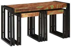 vidaXL Τραπέζι Σαλονιού με Στηρίγματα 3 pcs Μασίφ ανακυκλωμένο ξύλο