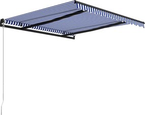 vidaXL Τέντα Συρόμενη Χειροκίνητη Μπλε / Λευκό 350 x 250 εκ.