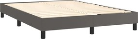 vidaXL Κρεβάτι Boxspring με Στρώμα &amp; LED Γκρι 140x200 εκ. Συνθ. Δέρμα