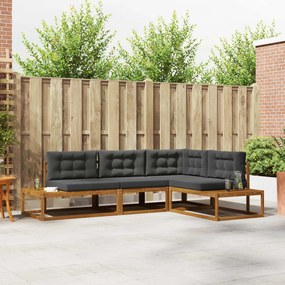 vidaXL Σειρά Καναπέ Εξωτερικού 4 Τεμάχιο Φυσικό και Ανθρακί