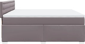 vidaXL Κρεβάτι Boxspring με Στρώμα Γκρι 200x200 εκ. Συνθετικό Δέρμα
