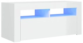 vidaXL Έπιπλο Τηλεόρασης με LED Γυαλιστερό Λευκό 90x35x40 εκ.