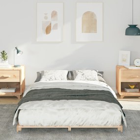 vidaXL Κρεβάτι δαπέδου Καφέ 140 x 190 cm Μασίφ ξύλο πεύκου