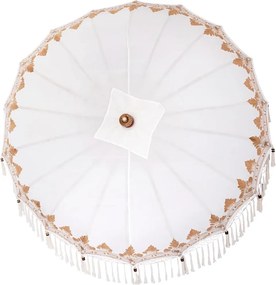 vidaXL Μπαλινέζικη ομπρέλα με βάση Κρεμ Ø 180-190 cm