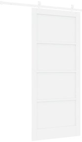 vidaXL Συρόμενη πόρτα με Σετ Αξεσουάρ Λευκή 93x211 εκ. Συμπαγές Ξύλο Πεύκο