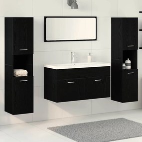 vidaXL Σετ Επίπλων Μπάνιου με ράφι 4 pcs Μαύρη Οξυά Επεξεργασμένο ξύλο