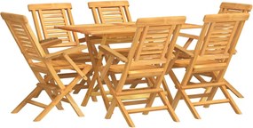 vidaXL Σετ Τραπεζαρίας Κήπου 7 Τεμαχίων από Μασίφ Ξύλο Teak