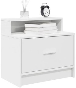 vidaXL Κομοδίνο με συρτάρι Λευκό 51x31x47 cm
