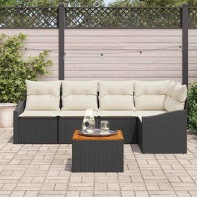 vidaXL Σετ Καναπέ Κήπου με μαξιλάρι 6 pcs Μαύρο Πολυ ράταν