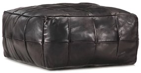 Πουφ Μαύρο 60 x 60 x 30 εκ. από Γνήσιο Δέρμα Κατσίκας