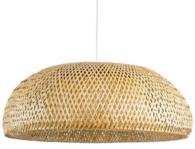 00674 GloboStar® SAN TROPEZ 00674 Boho Κρεμαστό Φωτιστικό Ανάρτηση Μονόφωτο 1 x E27 IP20 Μπεζ Ξύλο - Μ80 x Π80 x Y28cm