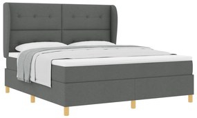 vidaXL Κρεβάτι Box Spring με Στρώμα - Σκούρο Γκρι, 180x200 εκ., Ύφασμα
