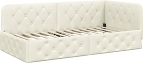 vidaXL Κρεβάτι Γωνίας Κρεμ 100 x 200 cm Βελούδο