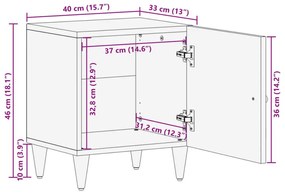 Κομοδίνο 40 x 33 x 46 εκ. από Μασίφ Ξύλο Μάνγκο - Μαύρο