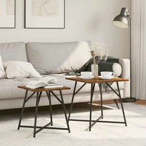 vidaXL Σετ βοηθητικά τραπεζάκια 2 pcs Φουσκωτό δρυς και Μαύρο