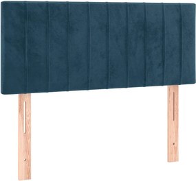vidaXL Κρεβάτι Boxspring με Στρώμα Σκούρο Μπλε 90x200 εκ. Βελούδινο